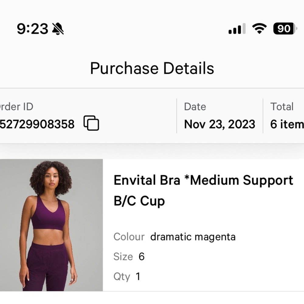 Lululemon envital sports bra dramatic magenta 6